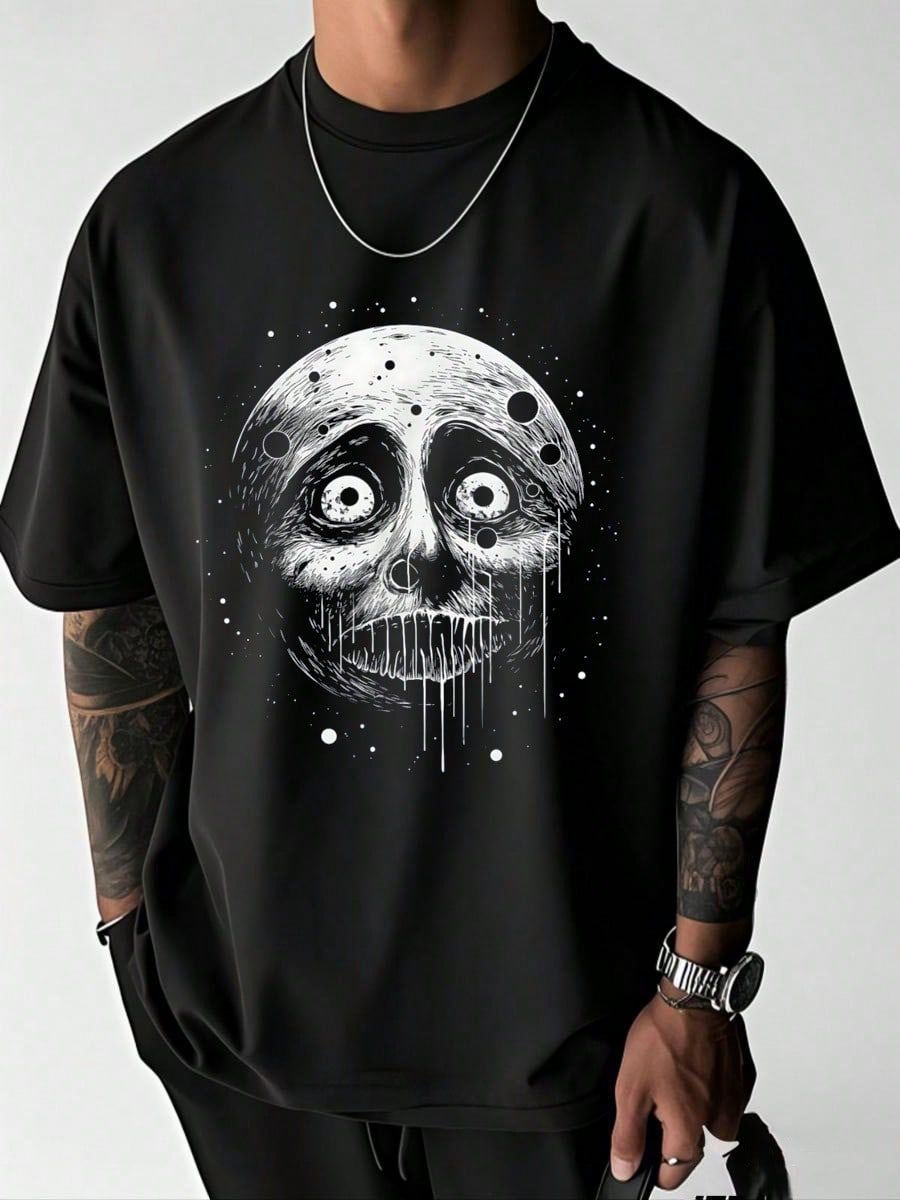 Moon Space Galaxy Celestial Lunar Astronomy Gift Astronomer T-Shirt Cotton Summer Men's Short Sleeve Tops T-Shirt