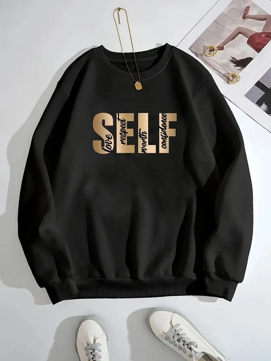 Cozy Letter Print Sweatshirt for Women