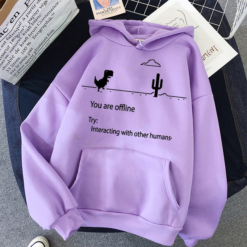 No Internet Dinosaur Hoodie