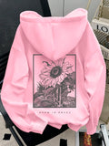 Women's Casual Sunflower Print Drop Shoulder Hoodie, Autumn/Winter