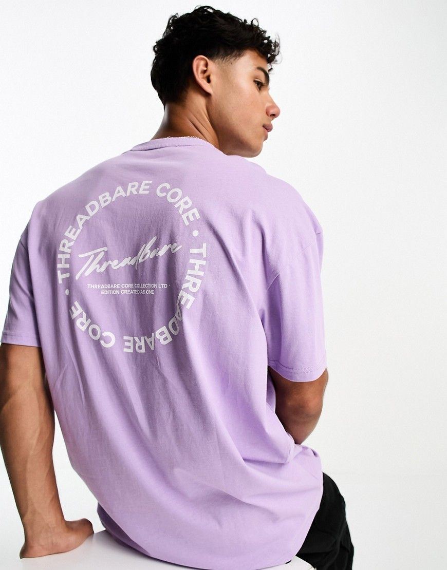 Threadbare oversized back print logo t-shirt in lavender-Purple