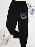 Butterfly And Letter Graphic Sweatpants