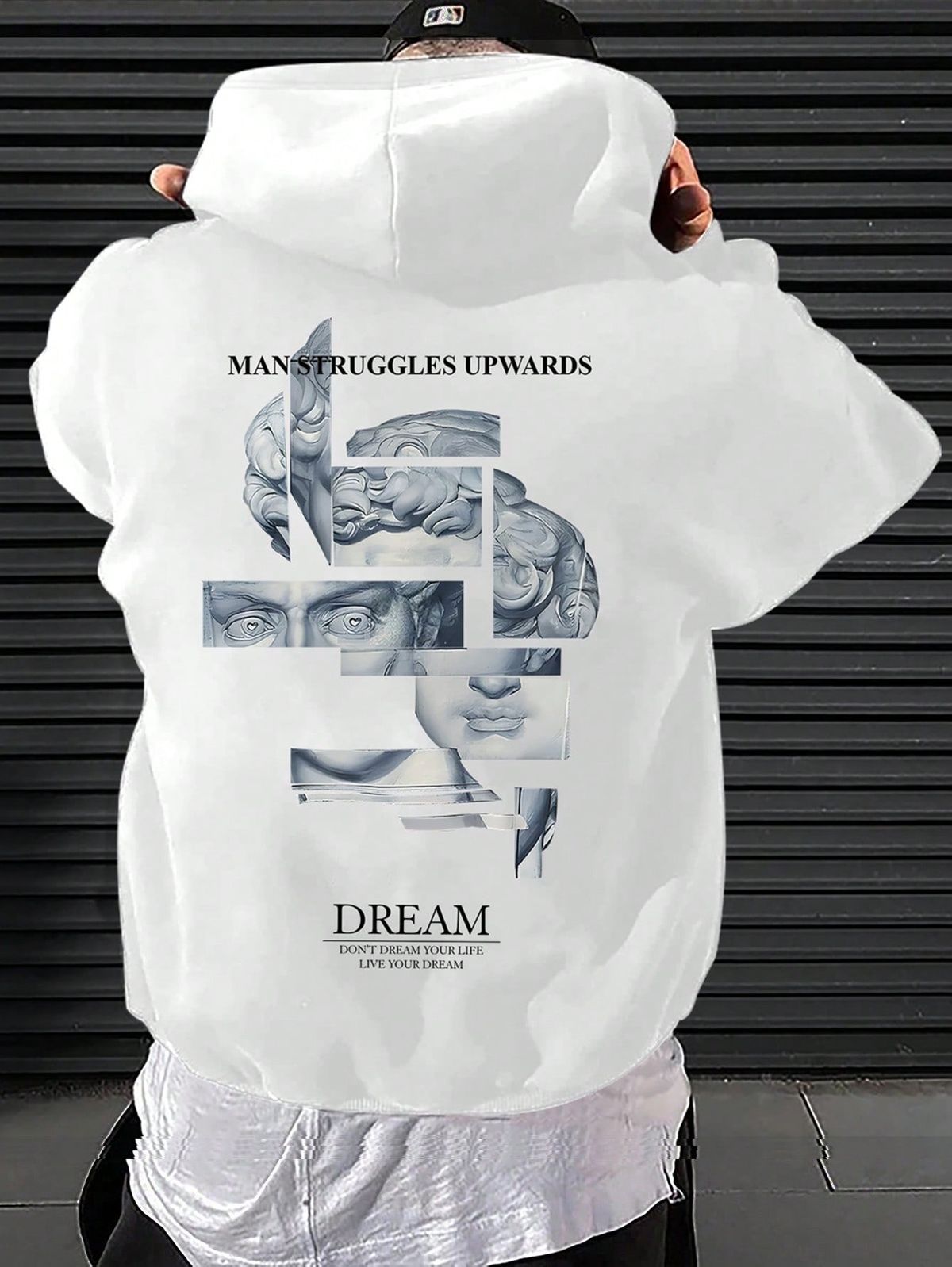 Loose-Fit Men's Letter And Character Print Hooded Long Sleeve Sweatshirt