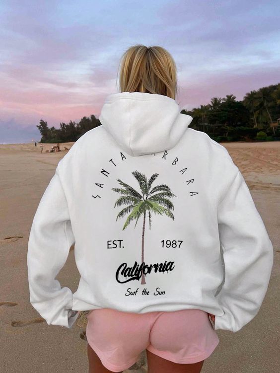 California Women Hoodies Fleeced Oversized