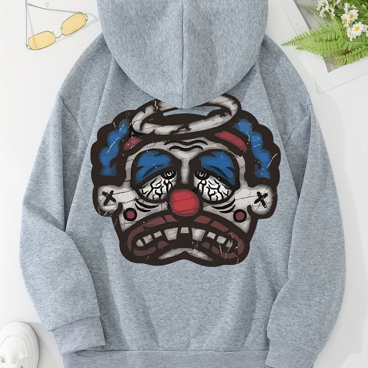 Cartoon clown hoodie oversized