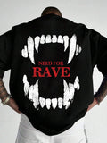 Men's Round Neck Short Sleeve T-Shirt With Teeth & Letter Print