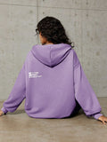 Teen Girls' Knitted Hoodie With Letter Print For Casual Wear