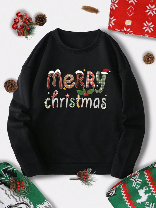 Christmas Print Thermal Lined Sweatshirt