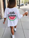 Casual Graphic Print Round Neck Short Sleeve T-Shirt, Summer Top
