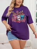 Plus Size Printed Drop Shoulder T-Shirt