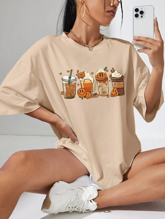 Coffee women oversized cotton tshirt