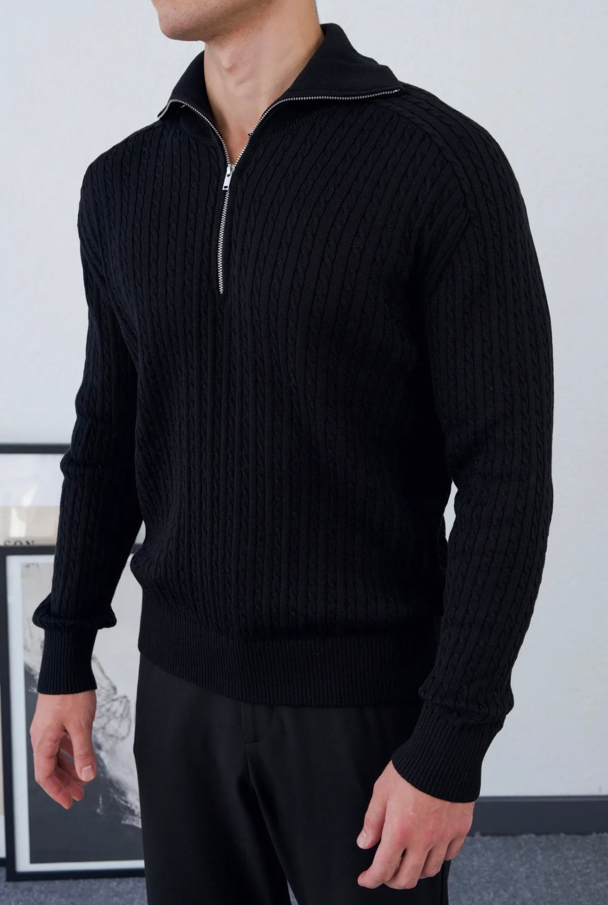 Men's Premium Textured Half-Zip Sweater –
