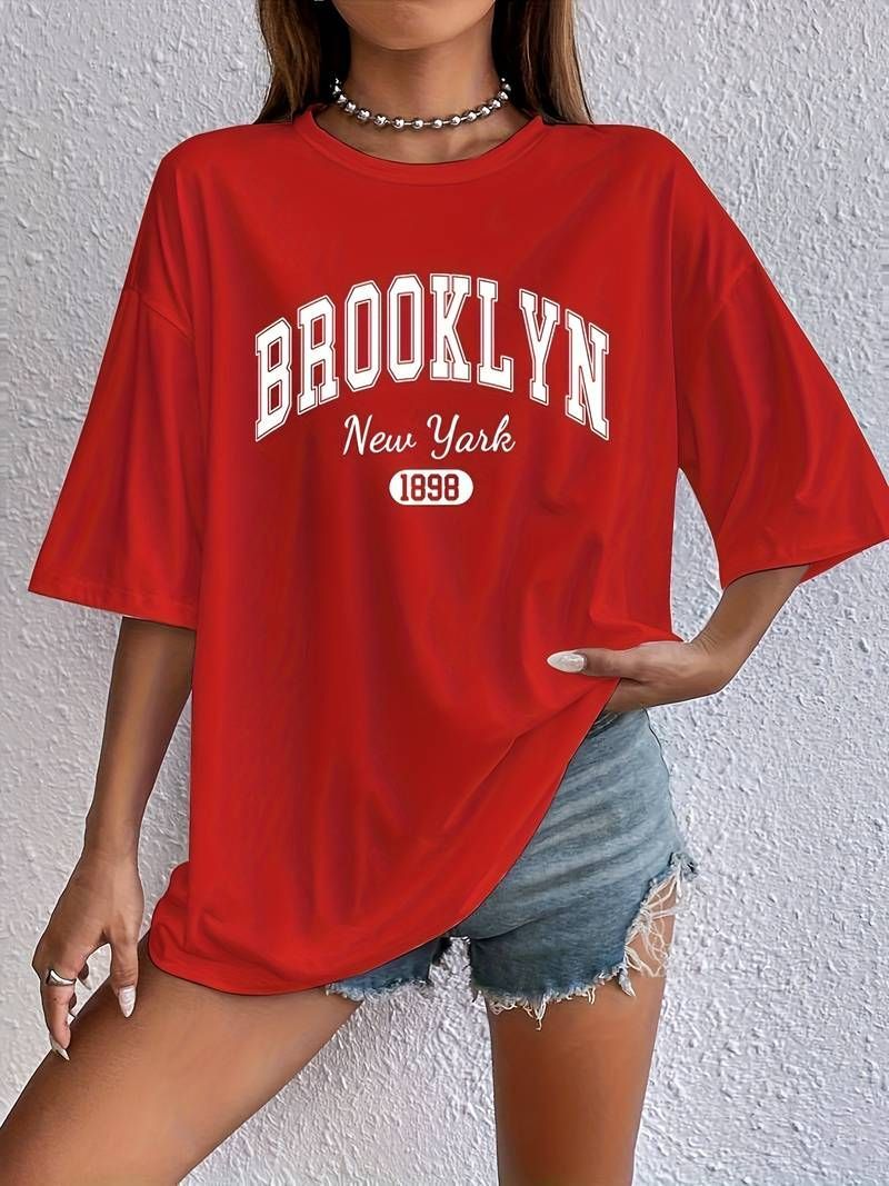 WW | Stylish Round Neck T-Shirt With Brooklyn Print