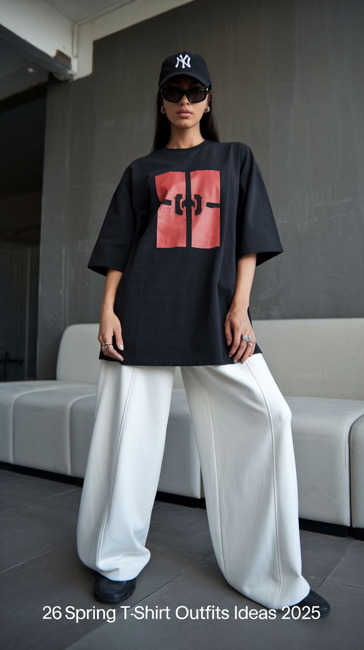 Spring T-Shirt Outfits Ideas 2025: How to Style Oversized, Graphic, Vintage, Red, and White Tees