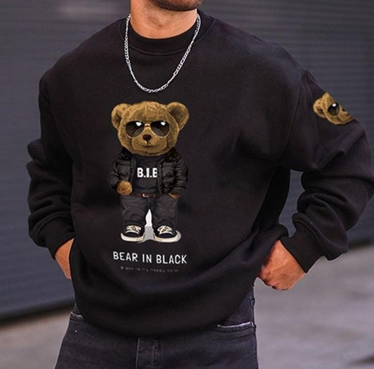 Bear in black sweatshirt oversized