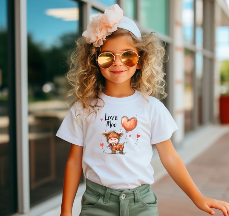 Love Moo Highland Cow Youth Short Sleeve