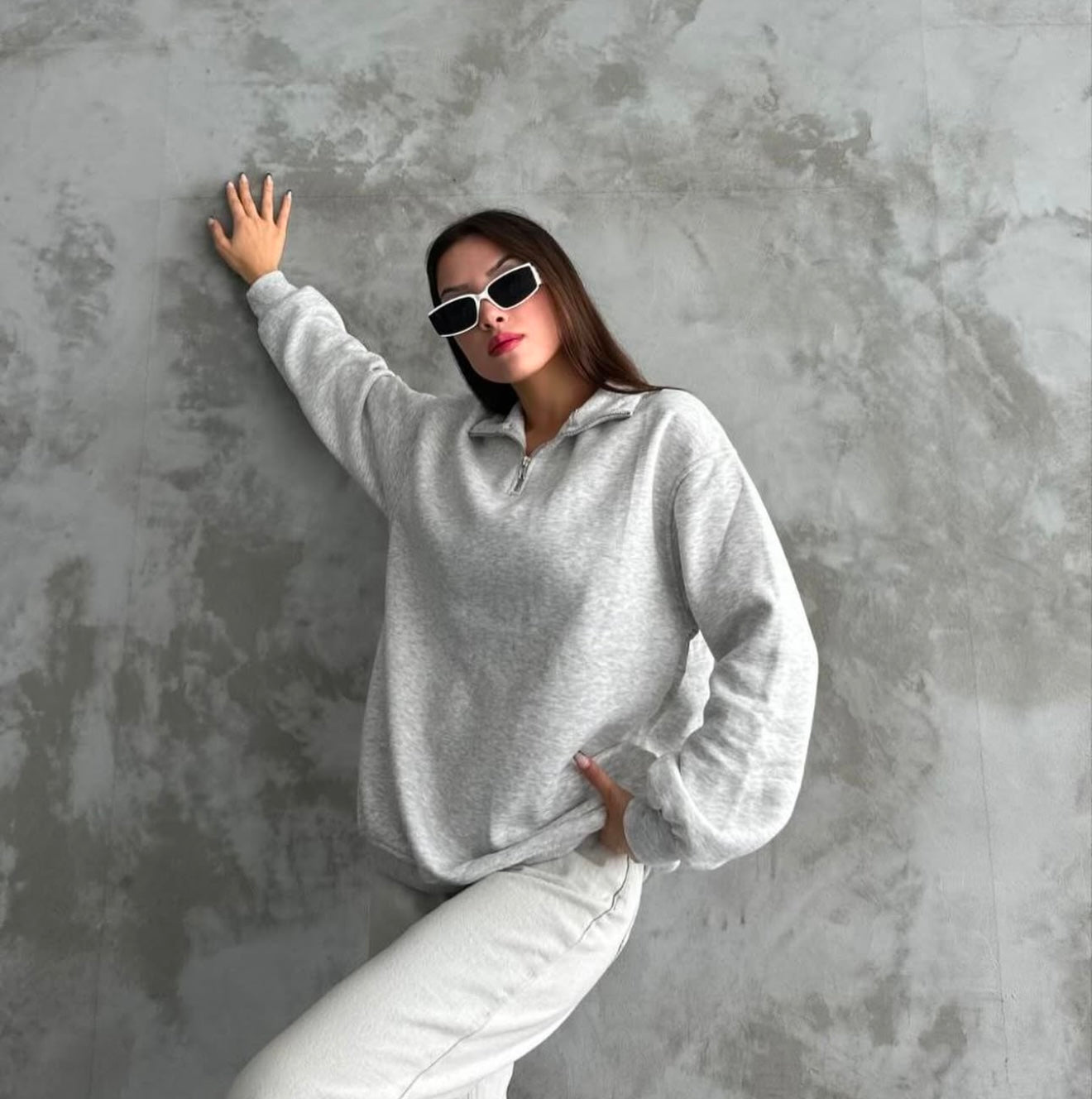 Basic Sweatshirt half zip up / Fleeced /Hoodies Liban / available in 3 colors