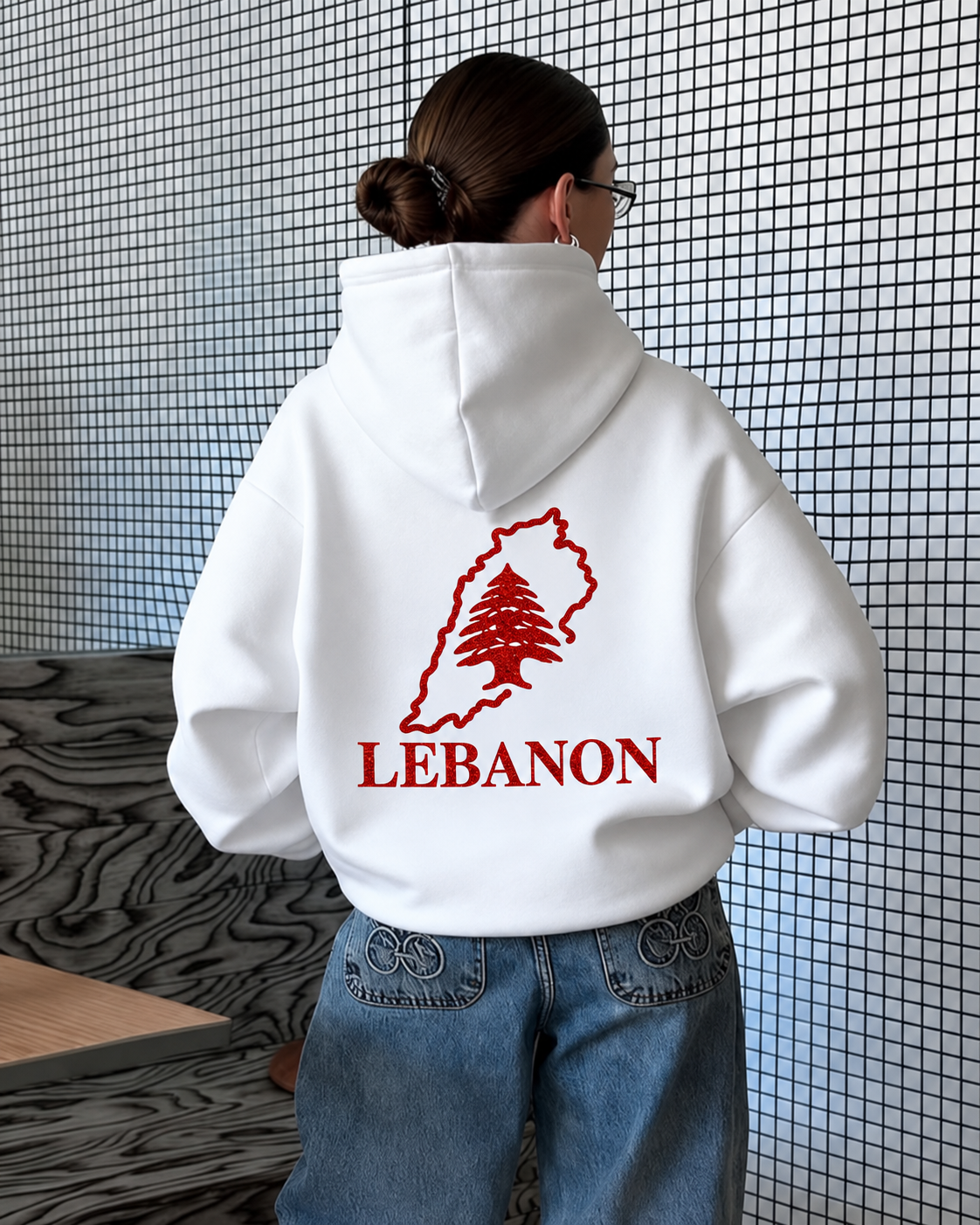 lebanon Unisex Hoodies Glitter Red