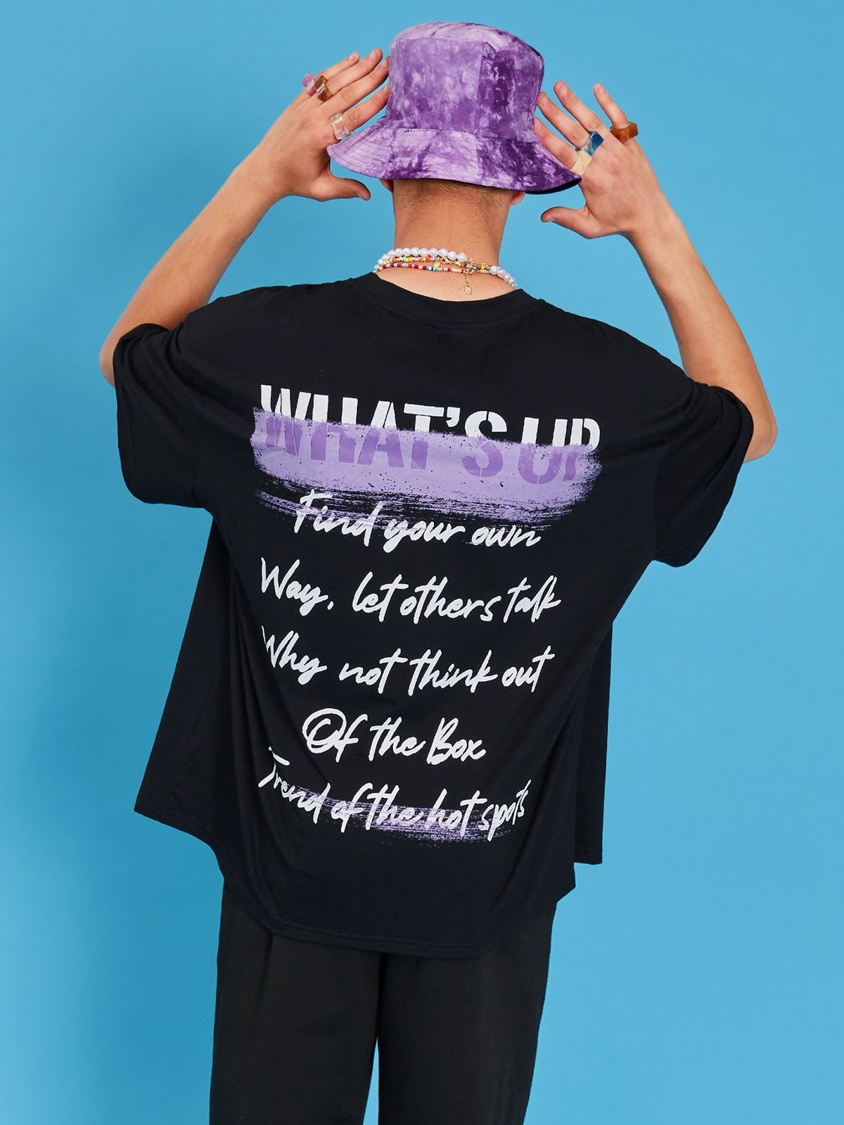 Men Drop Shoulder Slogan Graphic Tee