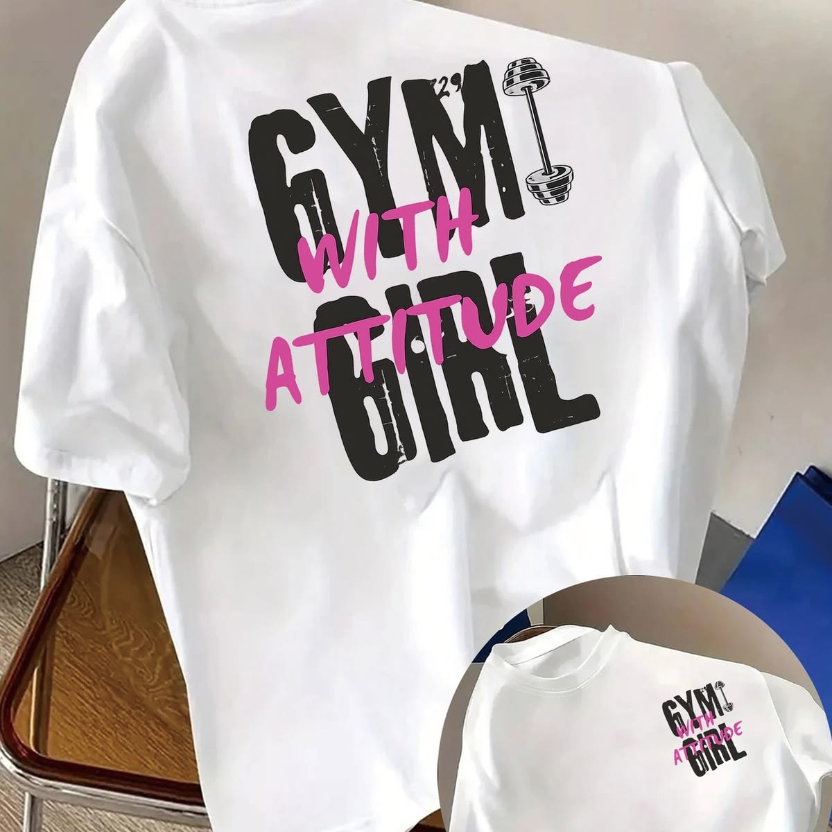 Attitude Print Tshirt Short Sleeve Crew Neck Casual Top For , Women's Clothing