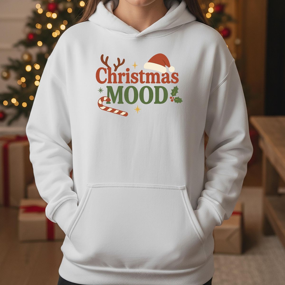 Dear Santa Hoodie | Candy Cane and Holly Graphic | Cute Christmas Design