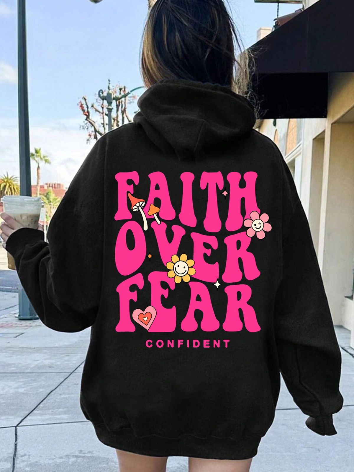 Tween Girl Casual Slogan Print Fleece Hoodie, Autumn/Winter