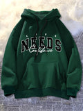 Letter Graphic Kangaroo Pocket Drawstring Hoodie