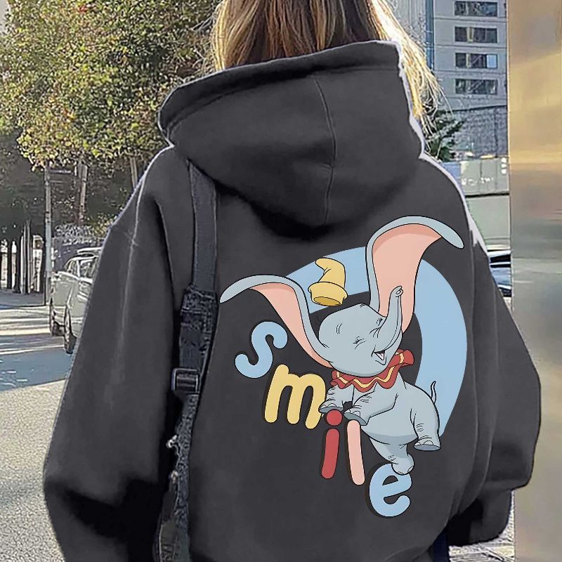 Dumbo Graphic Print Zip-up Hoodie With Pockets