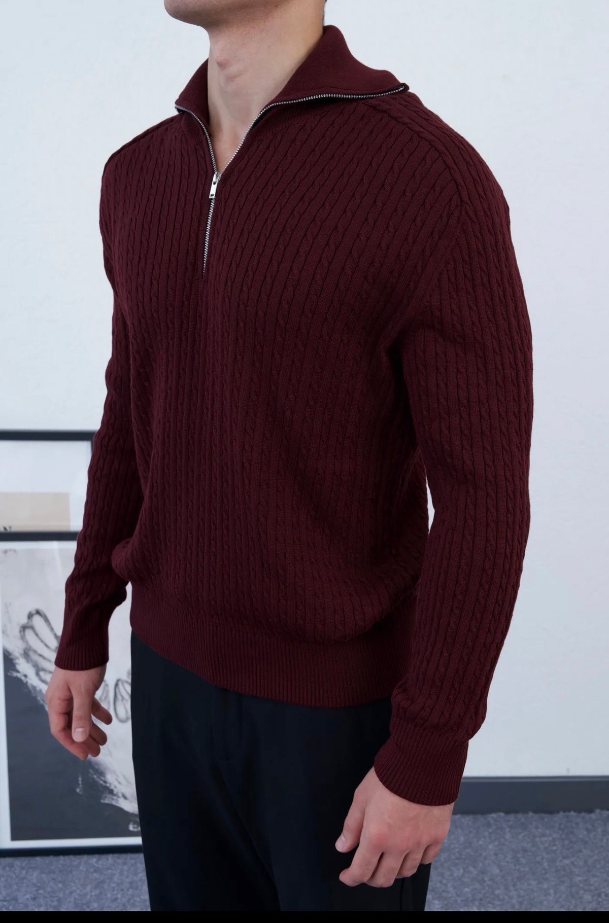 Men's Premium Textured Half-Zip Sweater –
