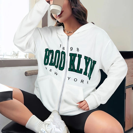 Brooklyn zip up hoodie oversized