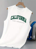 100% pure cotton men's summer fashionable casual loose California pattern printed fitness breathable