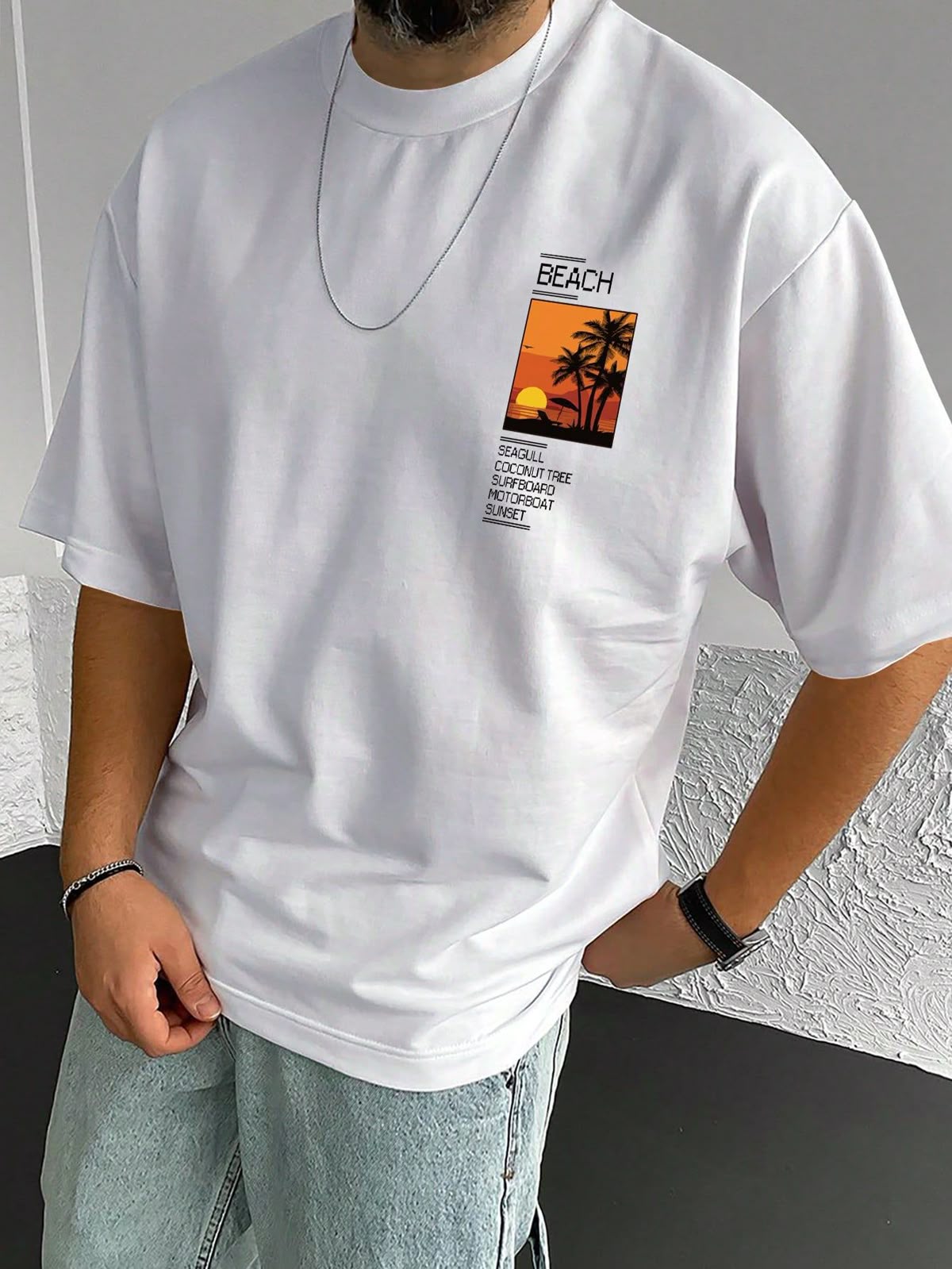 Men Coconut Tree & Slogan Graphic Tee