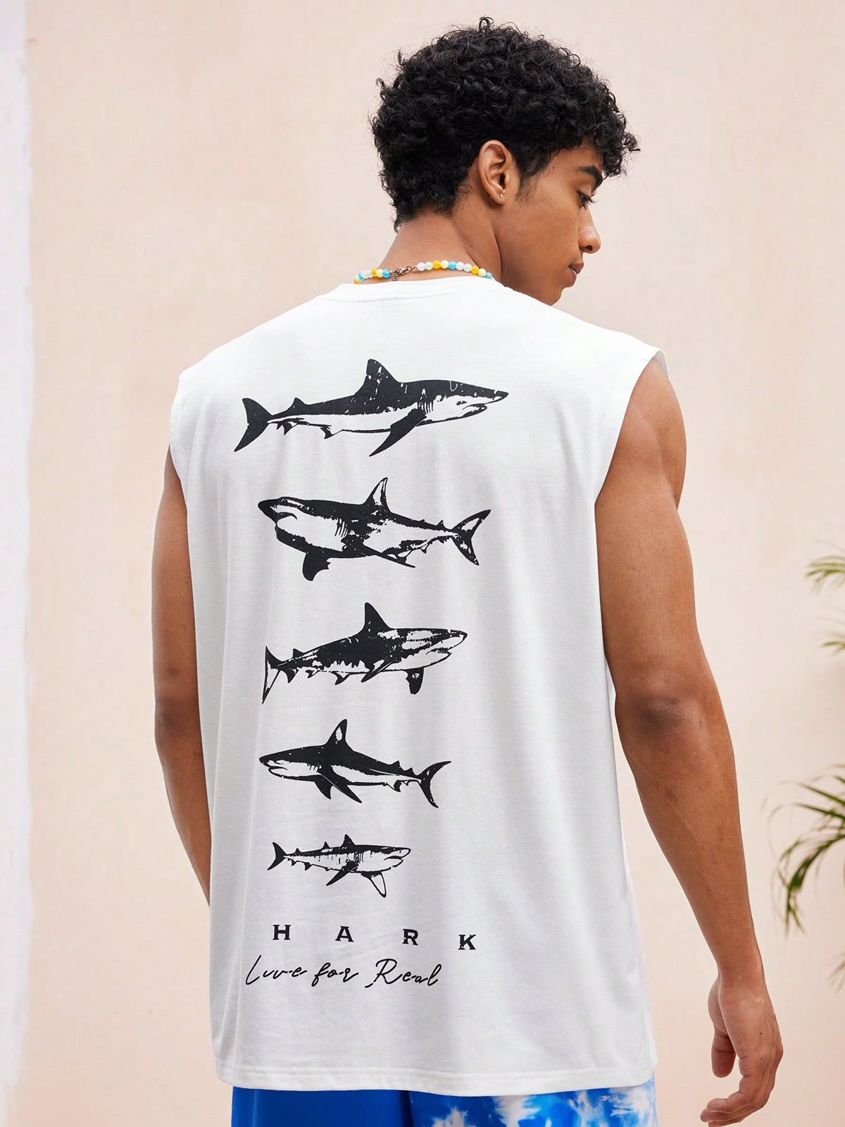 Men Beach Outfits Summer Vacation Knit Casual Surfing Seaside Beach Shark Graphic Fit Hawaiian Tank Top Beachwear