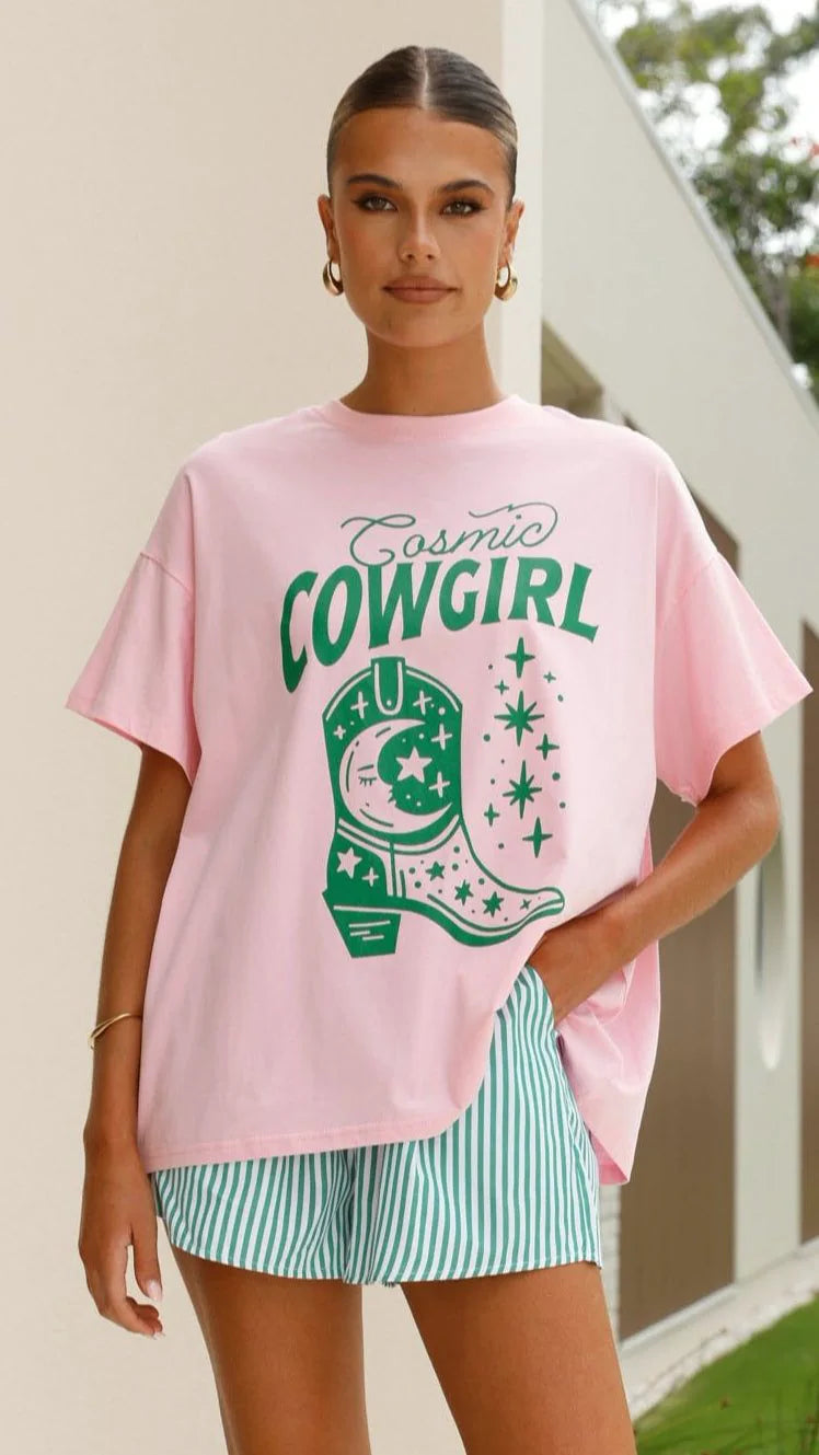 Cow Girl Women Tshirt Oversized