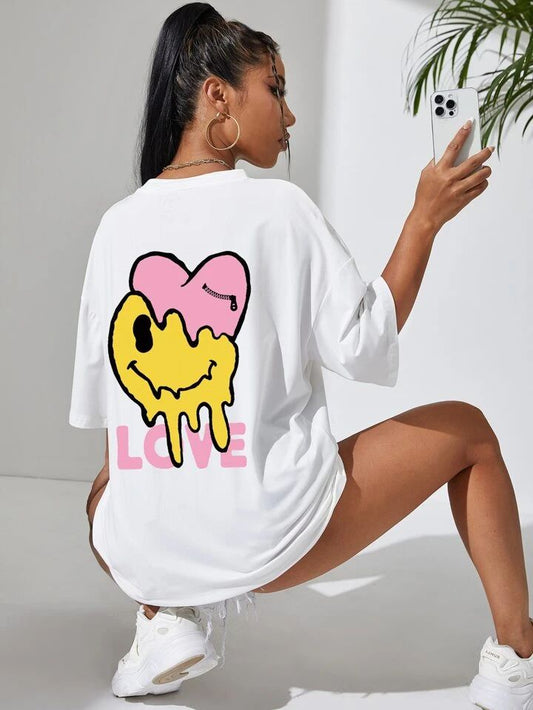 Cartoon And Letter Graphic Drop Shoulder Tee
