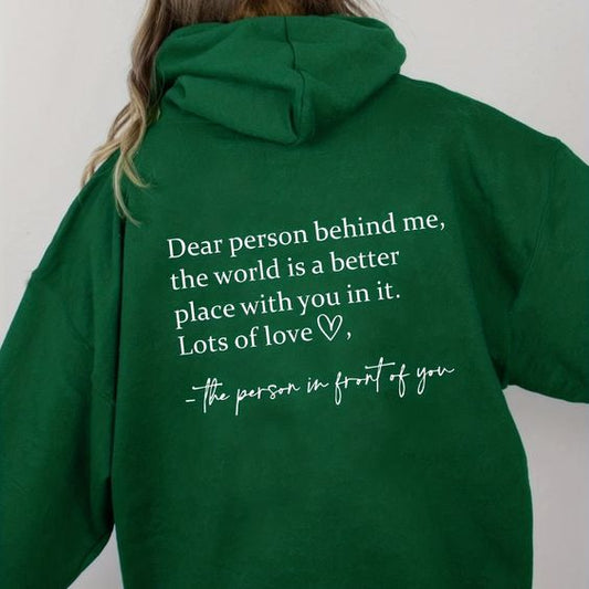 Dear Person Print Hoodies, Long Sleeve Drawstring Sweatshirt For Winter & Fall, Women's Clothing