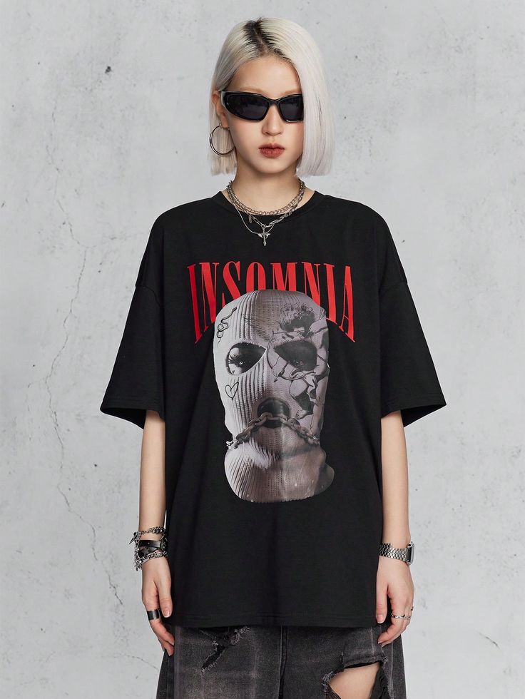 Women Personality Portrait Printed Oversized