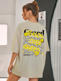 Letter & Cartoon Print Oversized Tee