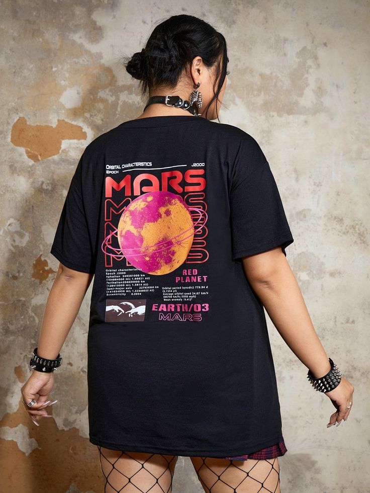 Slogan Graphic Drop Shoulder Tee