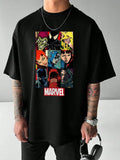 Disney X Marvel's The Avengers Men's Casual Cartoon Print Short Sleeve T-Shirt, Summer