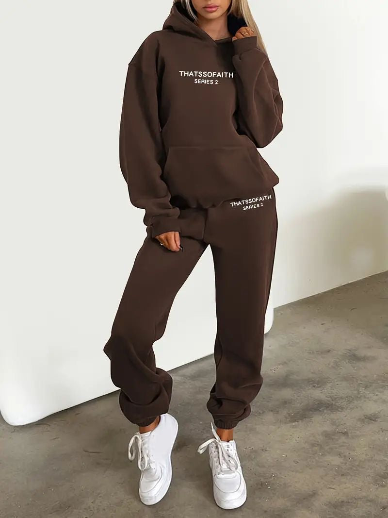 Letter print oversized women’s set