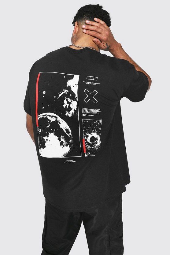 Oversized Space Back Print T-shirt |