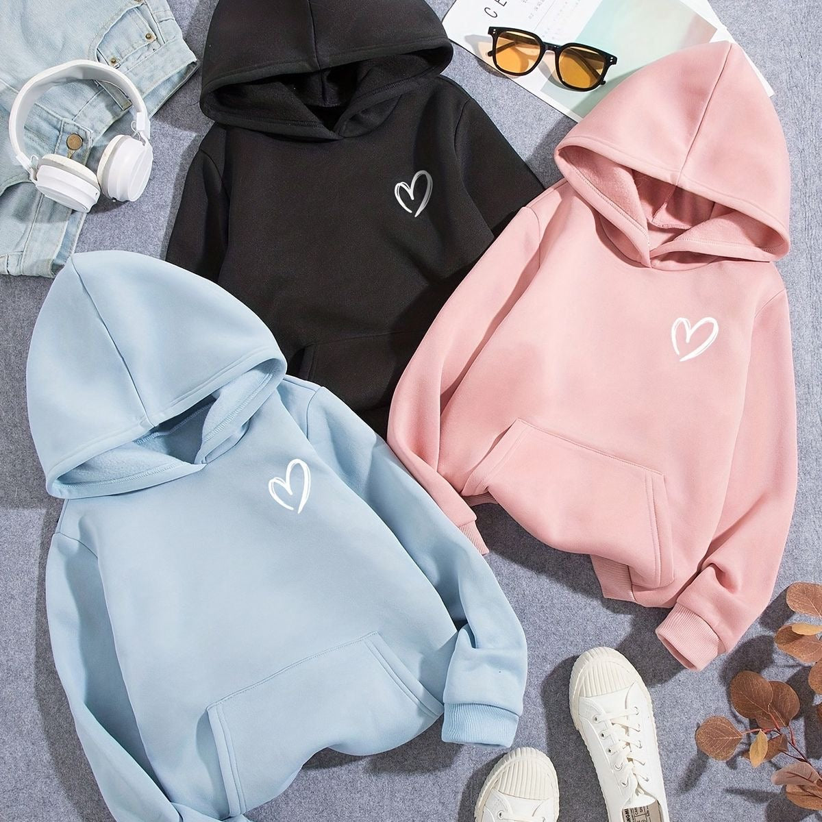 Heart hoodies oversized