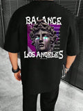 culpture And Slogan Printed T-Shirt