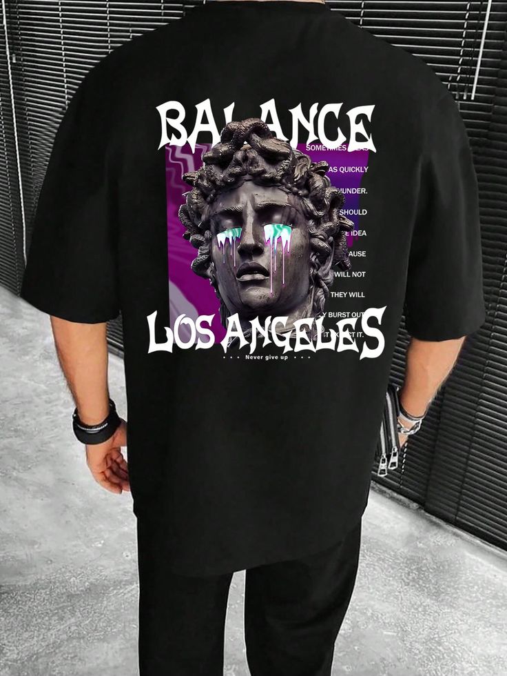 culpture And Slogan Printed T-Shirt