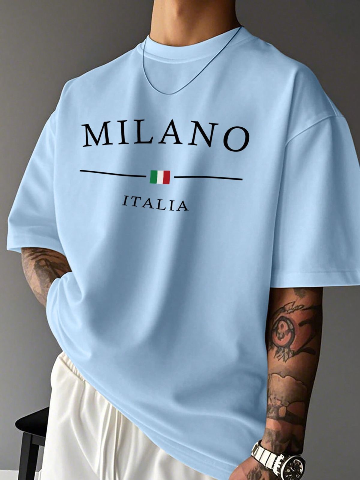 T-shirt casual da uomo estiva a maniche corte con scollo rotondo e stampa a lettere
