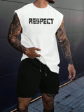 Men Fashionable Respect Printed Sleeveless Tank Top And Shorts Set