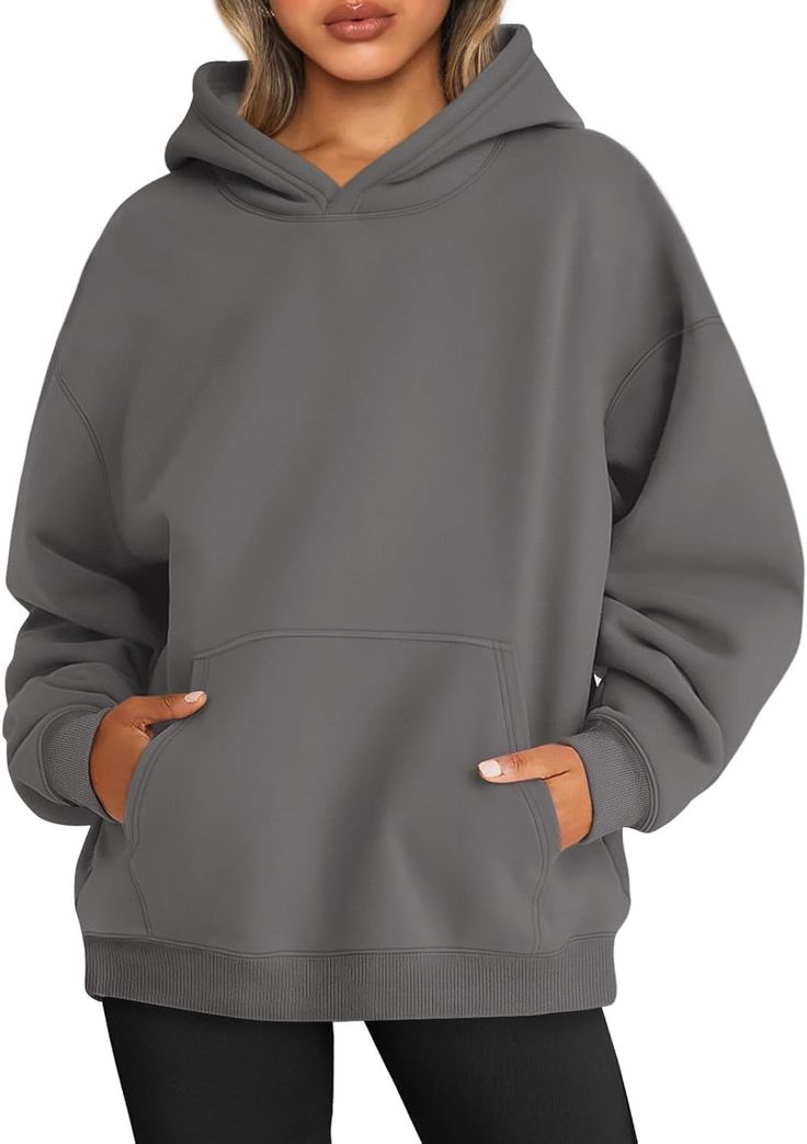 Dark Grey Basic Hoodies