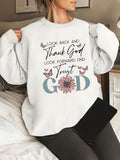 Women's Floral And Slogan Print Crew Neck Sweatshirt