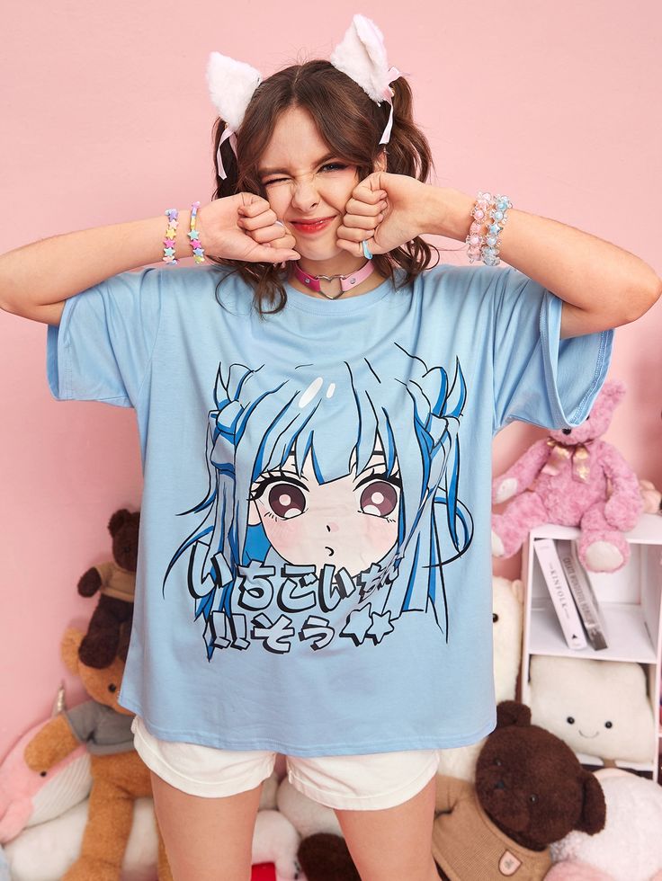Japanese Writing Figure Graphic Oversized Tee